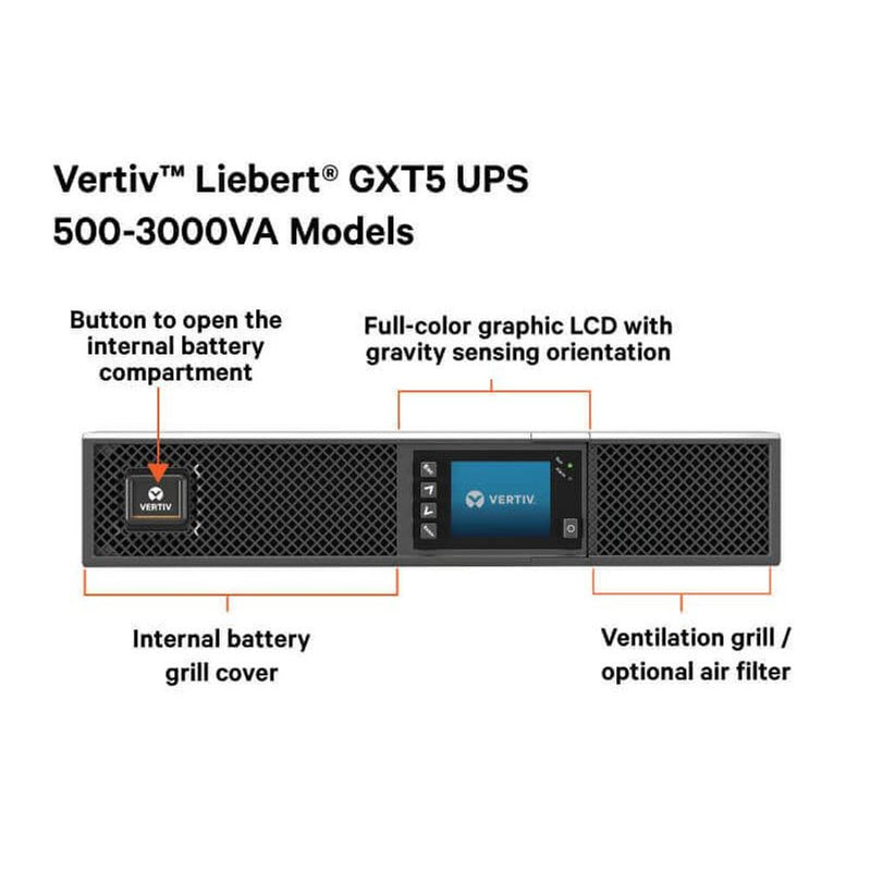 vertiv ups gxt5-1500irt on-line ups rack/tower 1500va/1500w tech supply shed