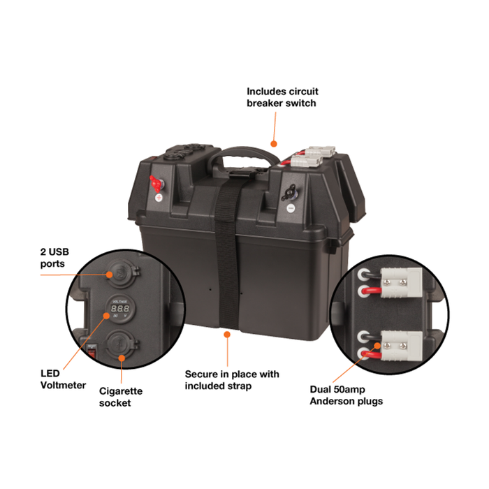 hb8504 powertech battery box with power accessories tech supply shed
