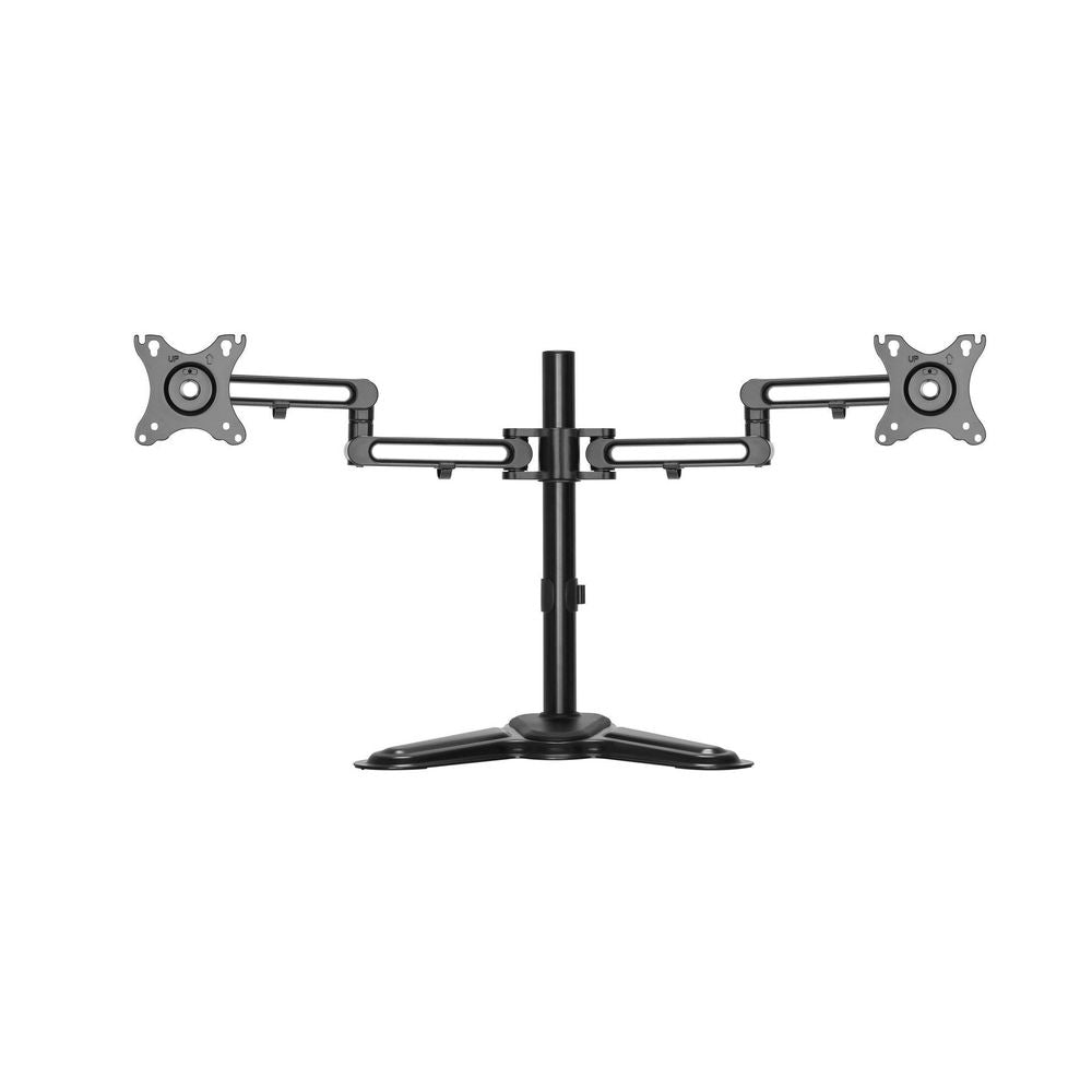 BRATECK 17''-32'' Dual Screen Articulating Monitor Stand. Free-Tilting Design, Sturdy Steel Base, 360 Rotary VESA Plate