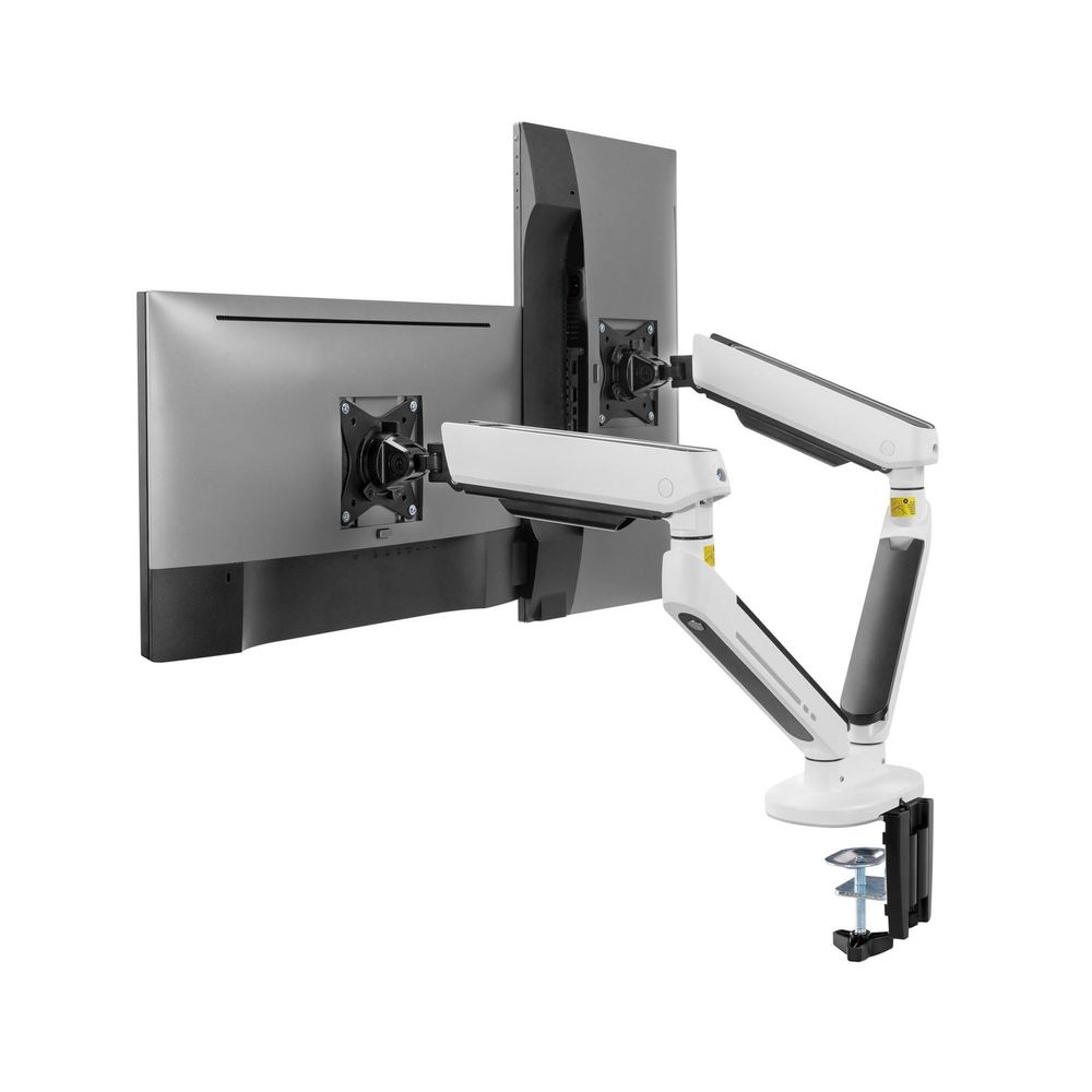BRATECK 17"-32" Premium Gaming Dual Monitor Arms with RGB Lighting. Gas-Spring Desk Mount Monitor Arm