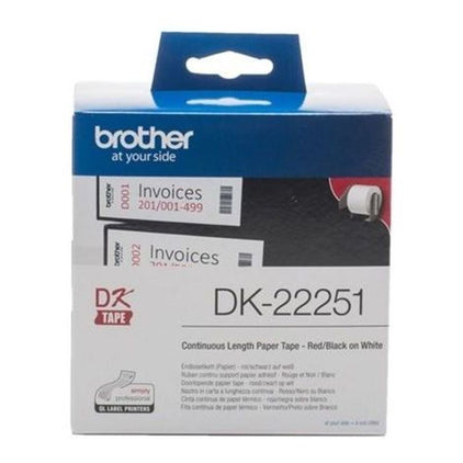 brother dk22251 continuous length paper label tape red and black tech supply shed