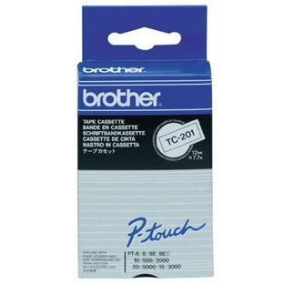 brother tc-201 12mm x 8m black on white label tape tech supply shed