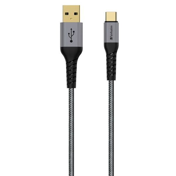 verbatim sync & charge usb type-c to type a tough max cable 120cm grey tech supply shed
