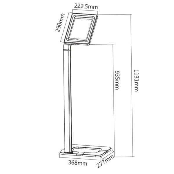 BRATECK Universal iPad, Galaxy, & LENOVO anti-theft floor stand. VESA: 75x75, Rotation: 0~+90. Fits iPad 1/2/3/4/Air