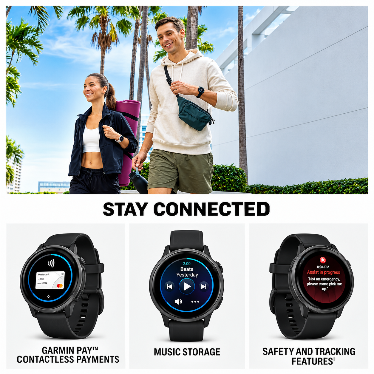 Garmin GPS sport watch and Samsung Galaxy Watch Ultra smartwatch side by side - Smart Watch Brands guide at Tech Supply Shed NZ