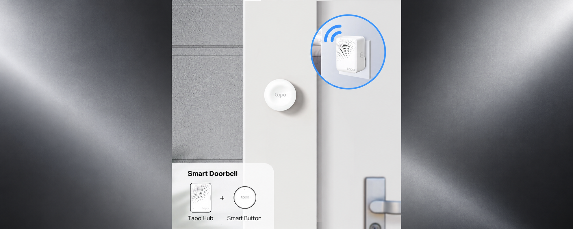 Tapo Smart Doorbell setup with Tapo Hub and Smart Button at a home entrance - Smart Sensors & Hubs at Tech Supply Shed NZ