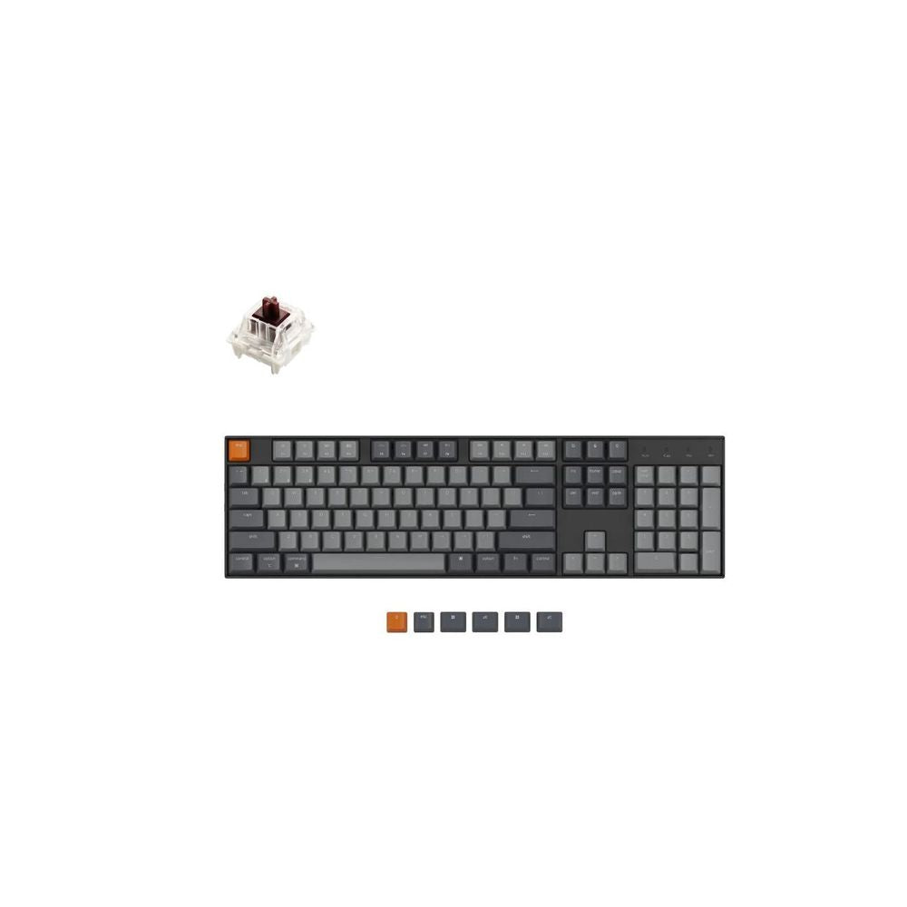 KEYC-K10-B3 - Keychron K10-B3, 100% Full Size Layout 104 Keys, Hot Swap, Brown Switch, RGB, Gateron G Pro, Mechanical Wireless Keyboard