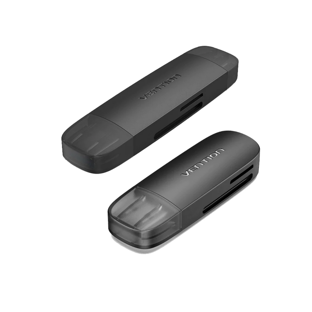 Vention 2-in-1 USB 3.0 SD/TF card reader with dual slots, black