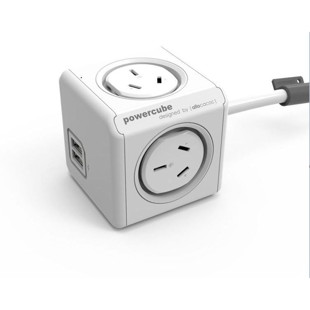 ALL-POWERCUBE54-WH - Allocacoc POWERCUBE Extended USB WHITE-4 Outlets-2 USB 1.5m