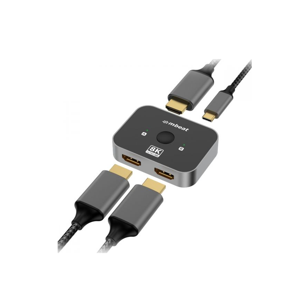 mbeat 8K Bi-directional HDMI 2.1 Switch 2 In 1 Out/1 In 2 Out Default Title