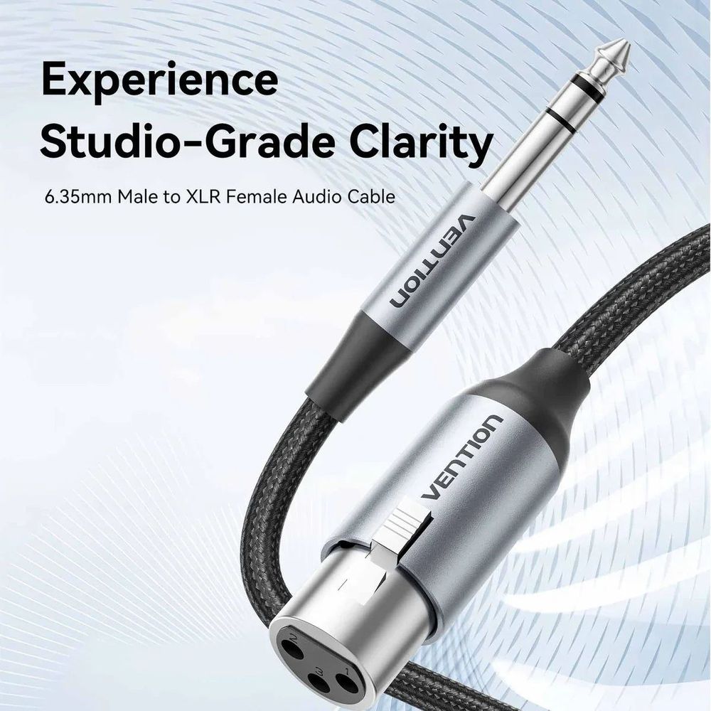 Vention 6.35mm TRS Male to XLR Female Audio Cable 3M Gray Aluminum Alloy Type