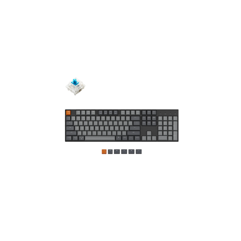 KEYC-K10-B2 - Keychron K10-B2, 100% Full Size Layout 104 Keys, Blue Switch, RGB, Gateron G Pro, Mechanical Wireless Keyboard