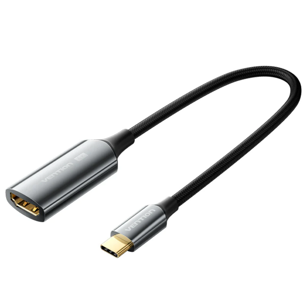 VEN-CREBC - Vention Cotton Braided USB-C to HDMI 4K Converter 0.25M Black Zinc Alloy Type