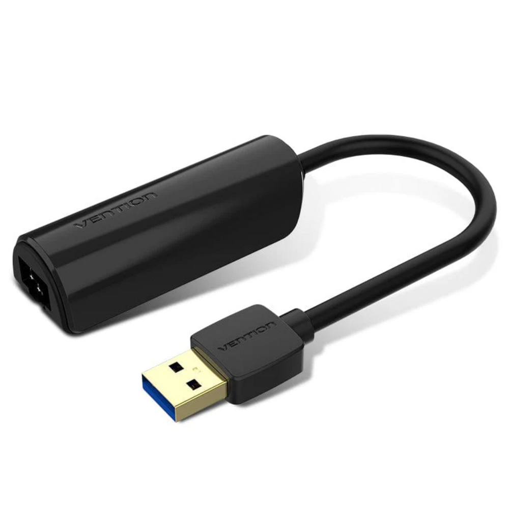Black Vention USB 3.0 to gigabit Ethernet adapter with USB and RJ45 ports