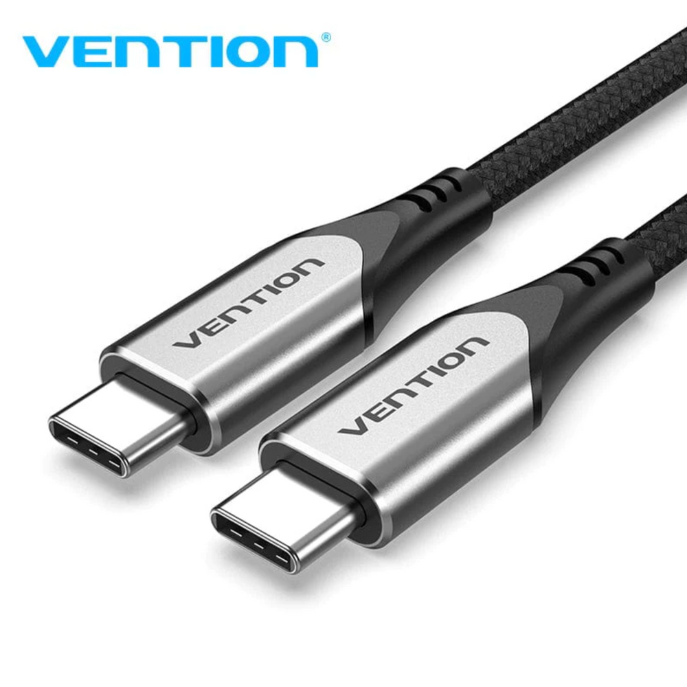 VEN-TAAHG - Vention Cotton Braided USB-C to USB-C 3.1 Cable 1.5M Gray