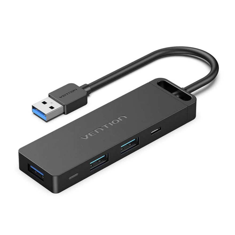 Vention USB 3.0 hub with black ABS body and multiple USB ports