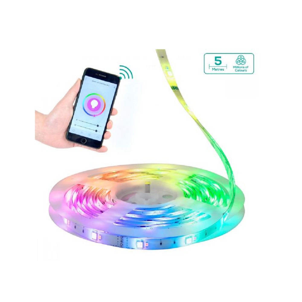 Smart RGB LED strip reel with multi-color glow and app control