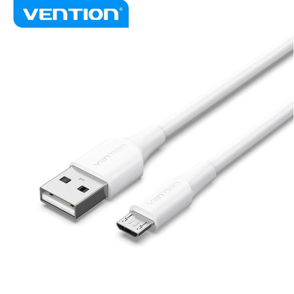Vention white USB 2.0 cable with USB-A male and Micro-B male connectors