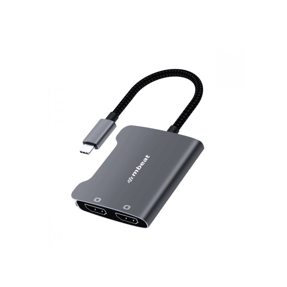 MB-XAD-CDHD - mbeat Tough Link USB-C to Dual 4K HDMI Adapter - Space Grey