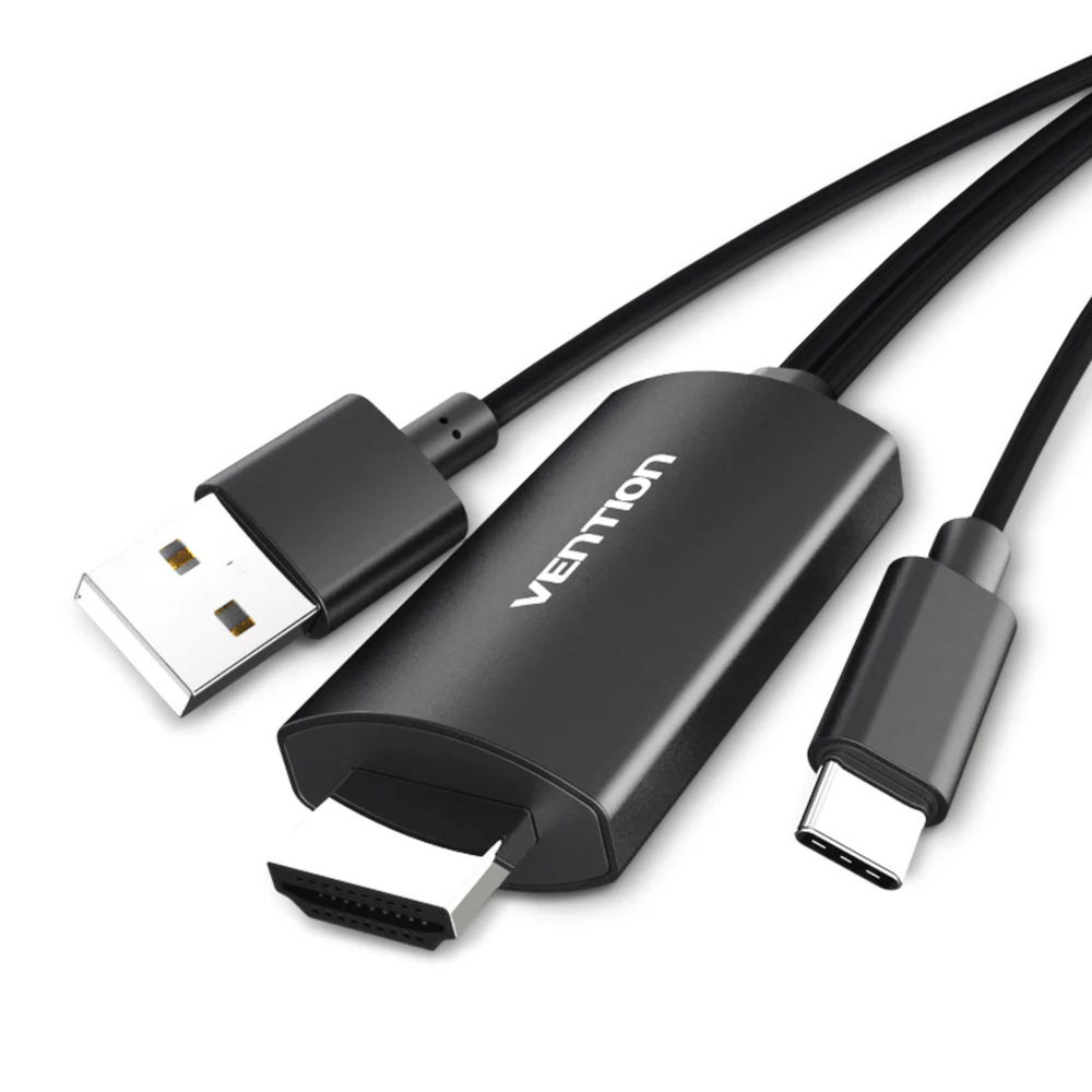 VEN-CGTBG - Vention Type-C to HDMI Cable with USB Power Supply 1.5M Black Metal Type
