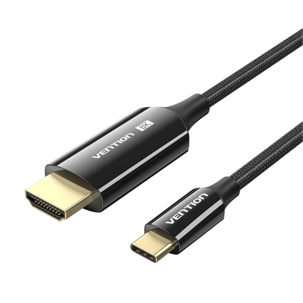 VEN-CRCBAC - Vention Cotton Braided USB-C to HDMI-A 8K HD Cable 1.8M Black Zinc Alloy Type