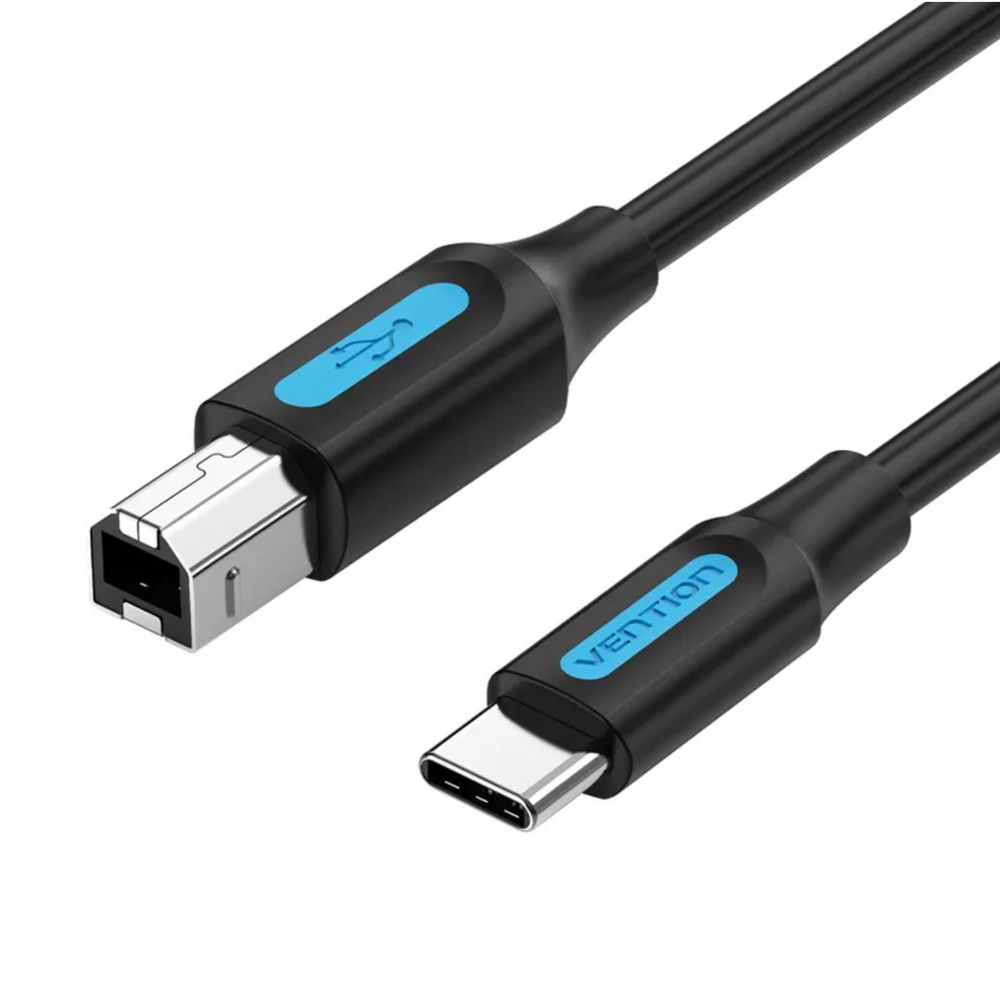 Black USB-A to USB-C male cable with USB 2.0 connectors