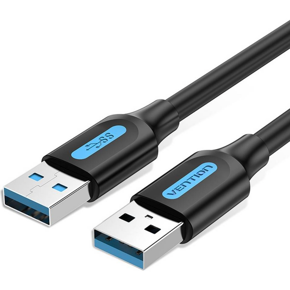 Black USB 3.0 A male-to-male cable with two USB-A connectors