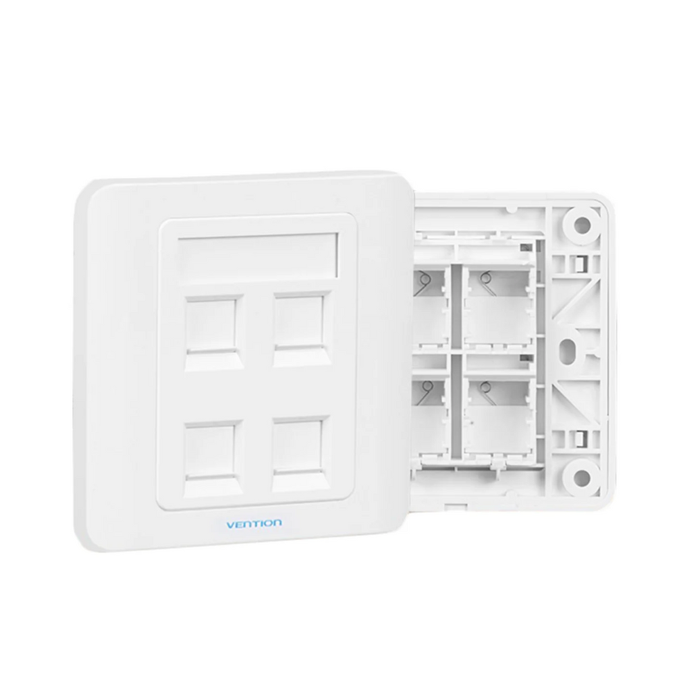 VEN-IFCW0 - Vention 4 Port keystone Jack Wall Plate White 86 Type