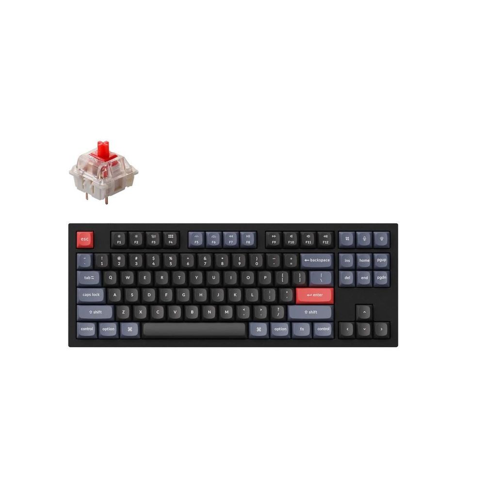 KEYC-Q3-M1 - Keychron Q3-M1, 80% TKL Layout 87 keys, Red Switch, RGB, Black Frame, Hot-Swap, QMK, Gateron G Pro, Mechanical Wired Keyboard, With Knob