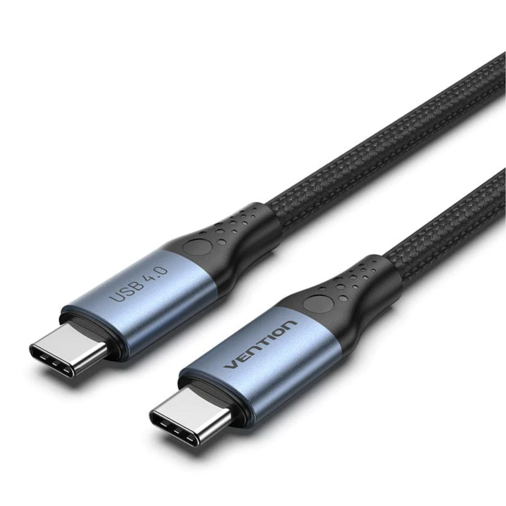 VEN-TAVHF - Vention Cotton Braided USB 4.0 C Male to C Male 5A Cable 1M Gray Aluminum Alloy Type