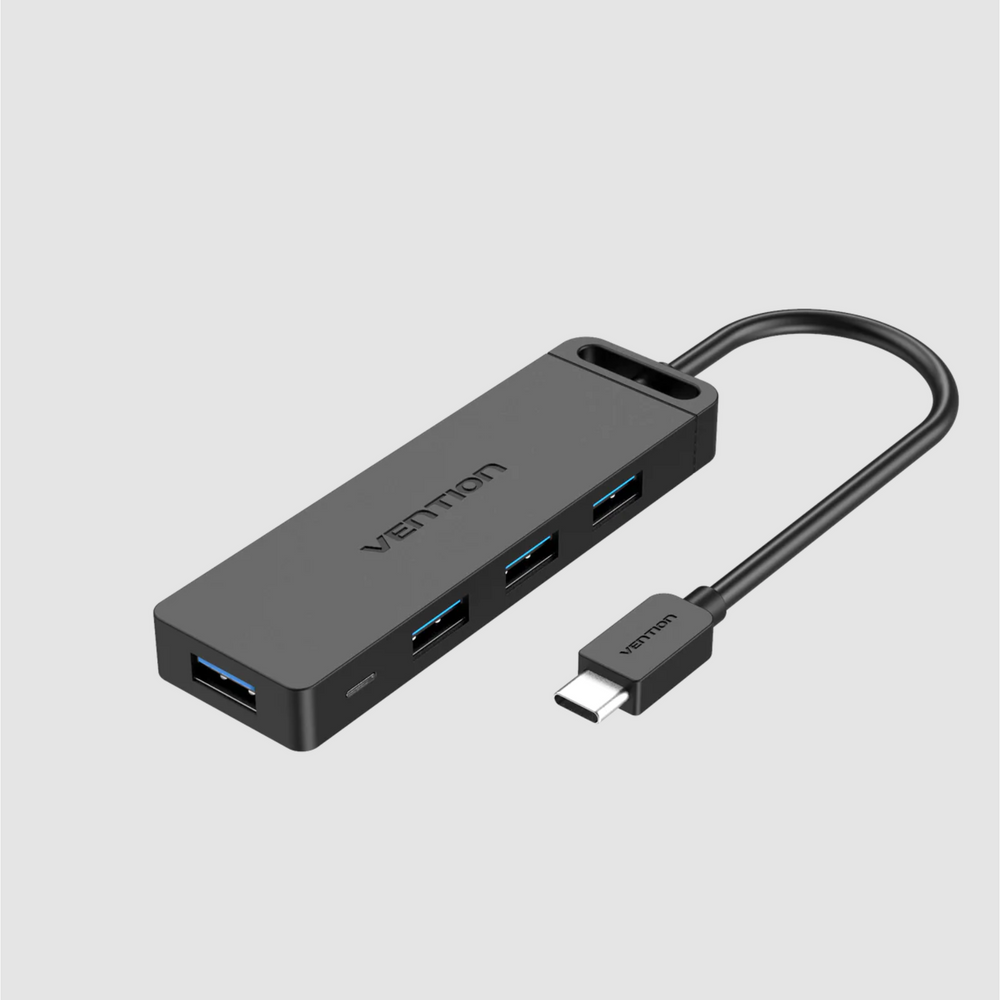 VEN-TGKBF - Vention Type-C to 4-Port USB 3.0 Hub with Power Supply Black 1M ABS Type