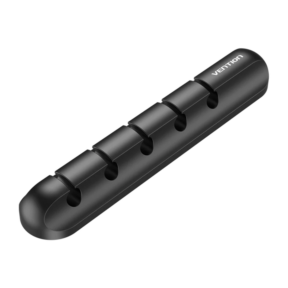 Vention black 5-port desktop cable manager with five circular openings