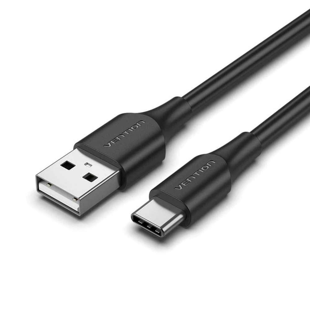 Vention USB-A to USB-C cable with black connectors, 3A rated, 1 m