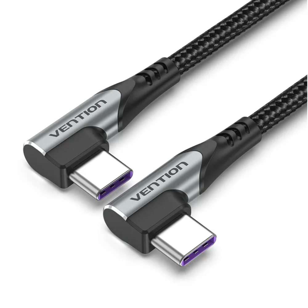 VEN-TANHF - Vention USB 2.0 C Male to C Male Dual Right Angle 5A Cable 1M Gray Aluminum Alloy Type
