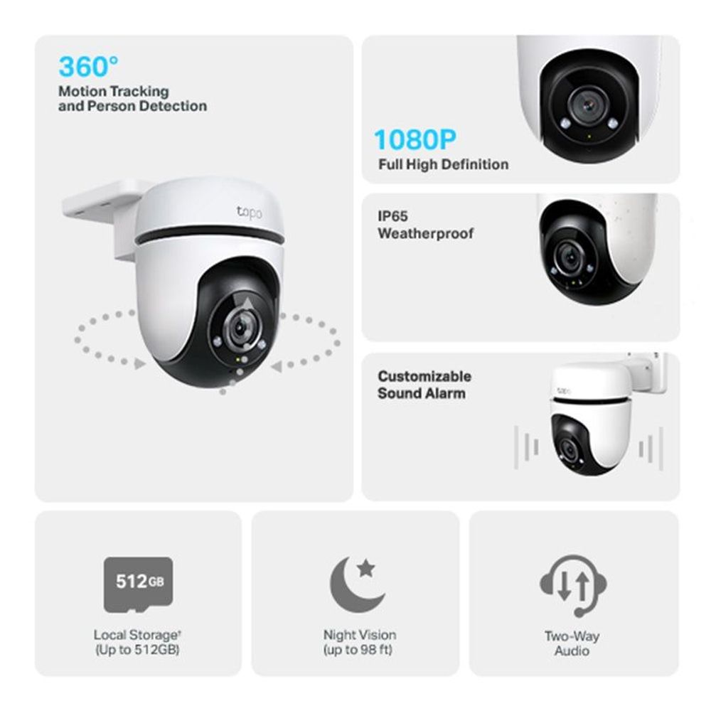 TL-TAPOC500 - TP-Link Tapo C500, Outdoor Pan/Tilt Security WiFi Camera. 1080P, 360° horizontal & 130° vertical view, Power : AC Adapter