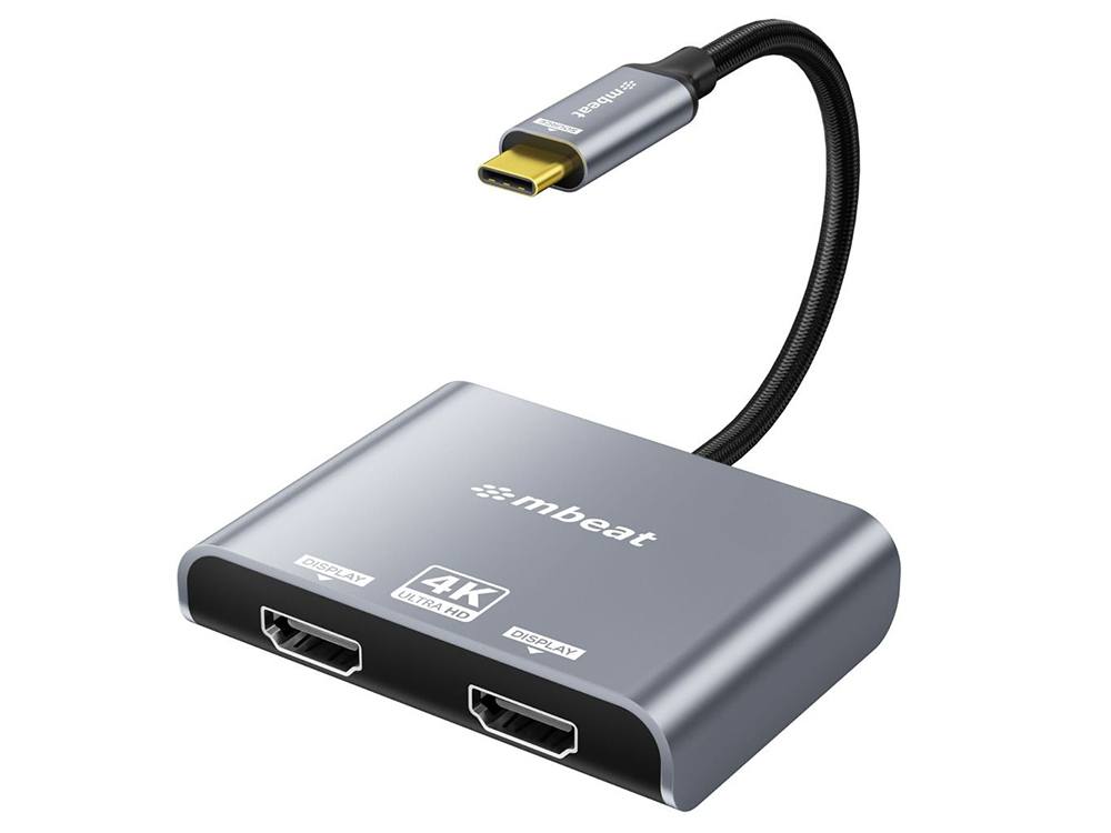 mbeat Tough Link USB-C to Dual 4K/60Hz HDMI MST Adapter - Space Grey Default Title