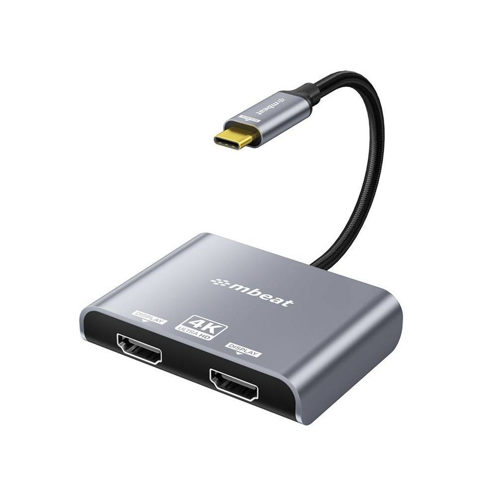 mbeat Tough Link USB-C to Dual 4K/60Hz HDMI MST Adapter - Space Grey Default Title