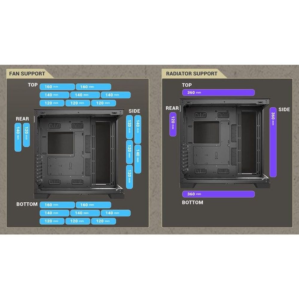 CASE-ANT-C8 - Antec Constellation C8 Full-View E-ATX 440mm GPU. Full Tower Case BLACK