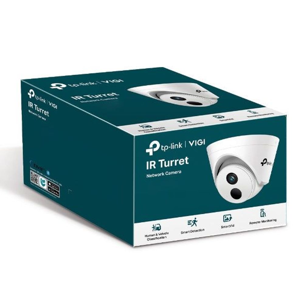 TP-Link VIGI IR turret network camera retail box with white camera illustration