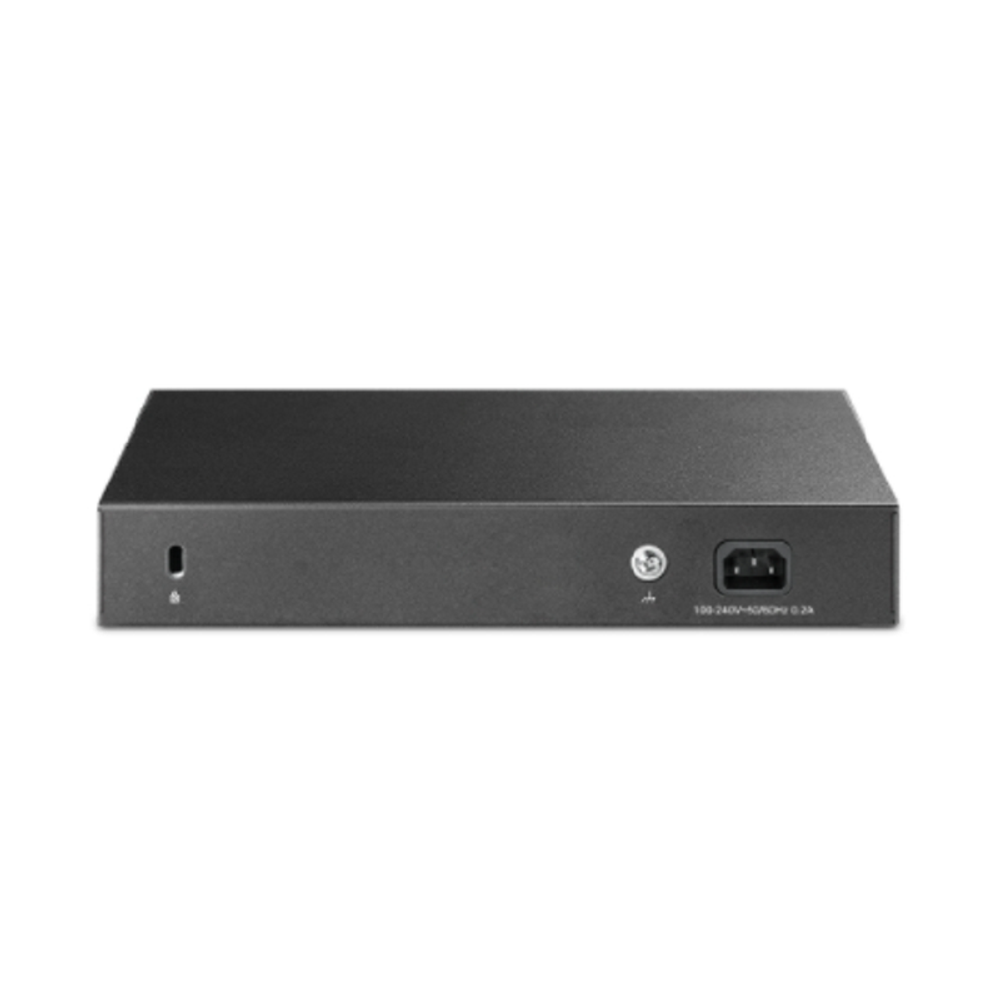 Gigabit multi-WAN VPN router rear power inlet with compliance markings