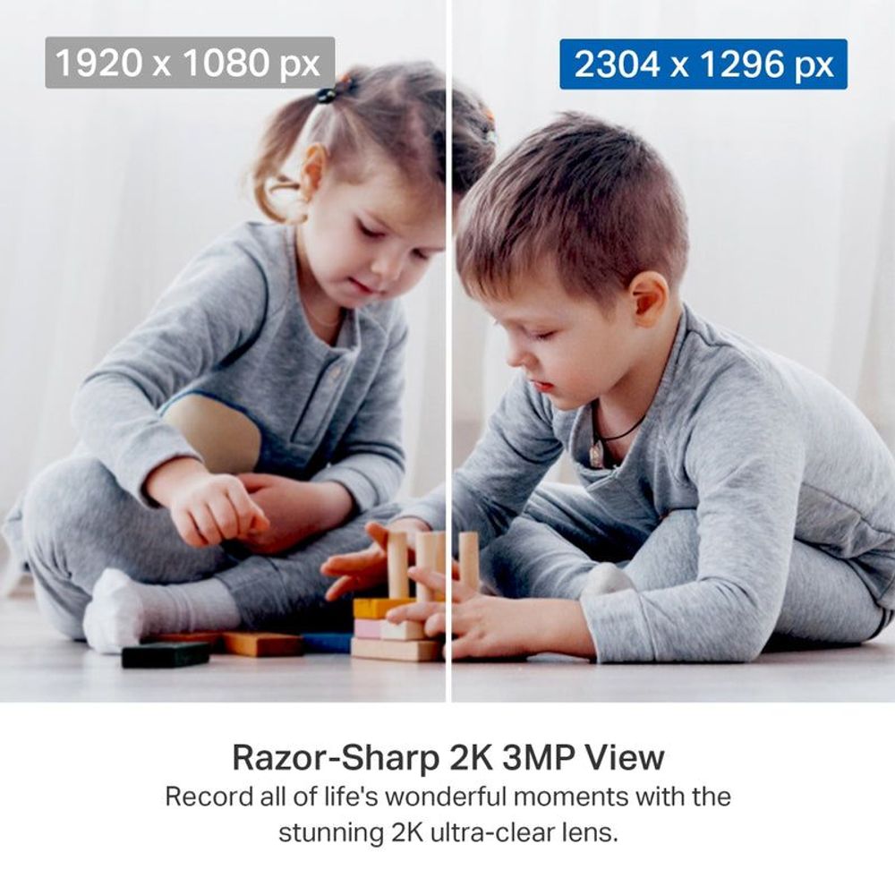 Security camera 2K view comparison screenshot showing two children playing