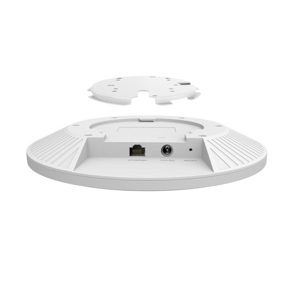 TP-Link ceiling-mount access point underside with Ethernet port and power jack