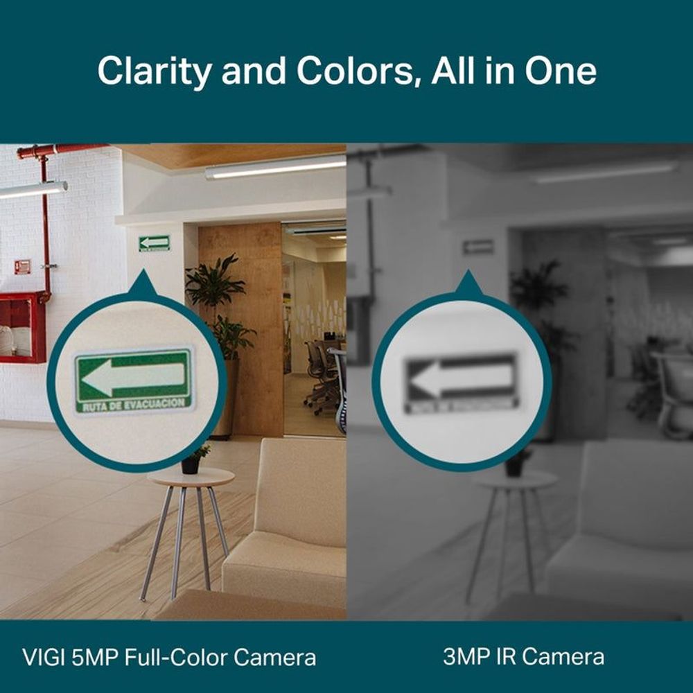 Full-color vs IR camera clarity comparison graphic