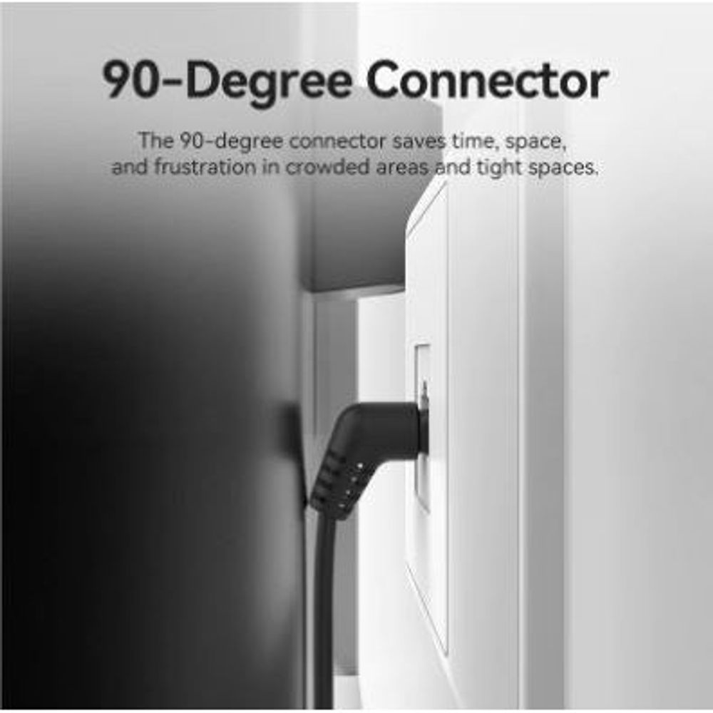 90-degree right-angle RJ45 Cat6A Ethernet patch cable connector for tight spaces