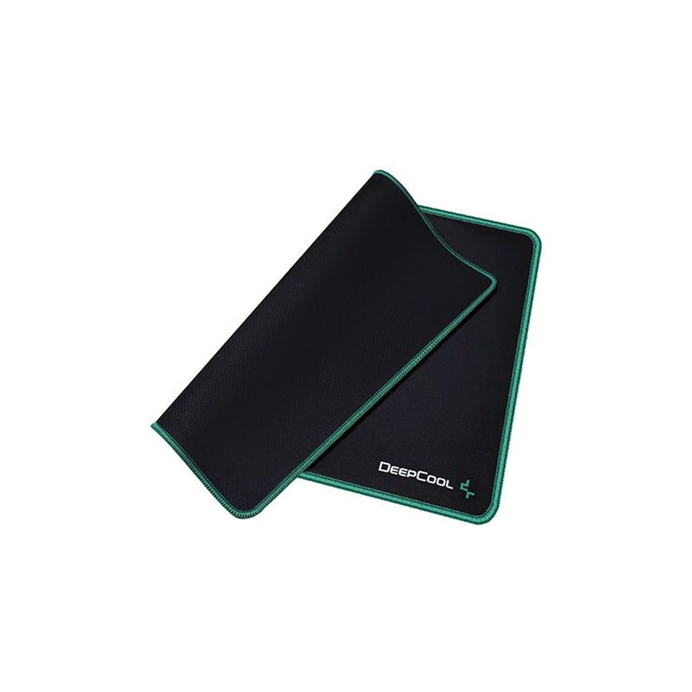 DeepCool cloth gaming mouse pad folded display, black top with teal stitched border