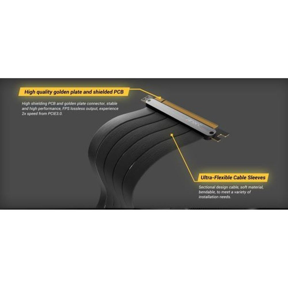 AT-RCAB-BK200-PCIE4 - Antec PCIE 4 GPU riser cable 200mm, Black
