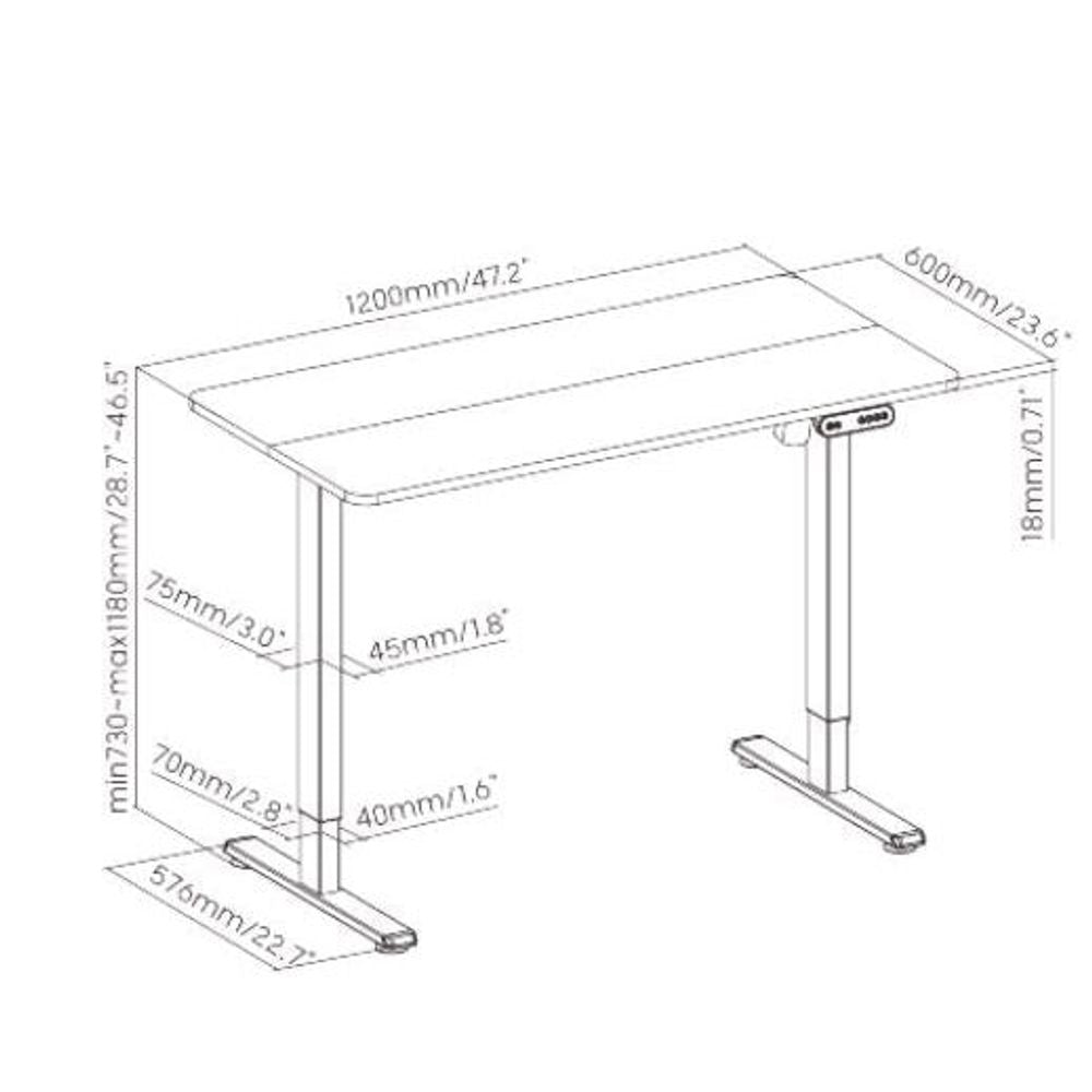 Bracom Affordable Compact Electric Single-Motor Sit-Stand Desk - White