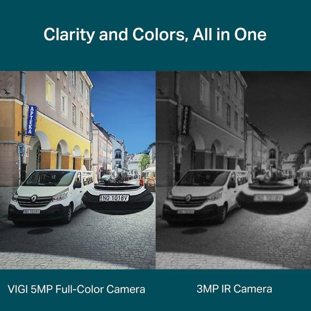 Camera comparison slide highlighting full-color clarity versus IR imaging