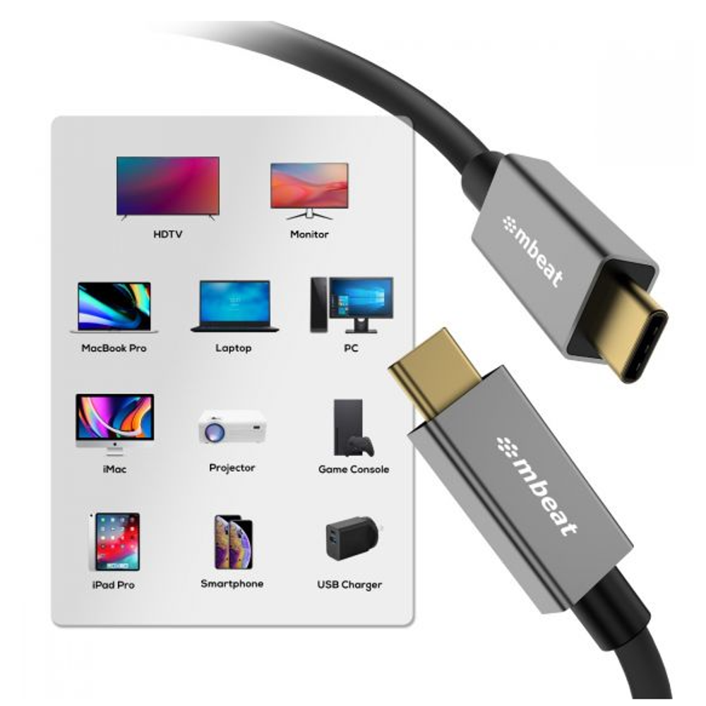 mbeat Tough Link 1m USB 4.0 USB-C Cable - Space Grey