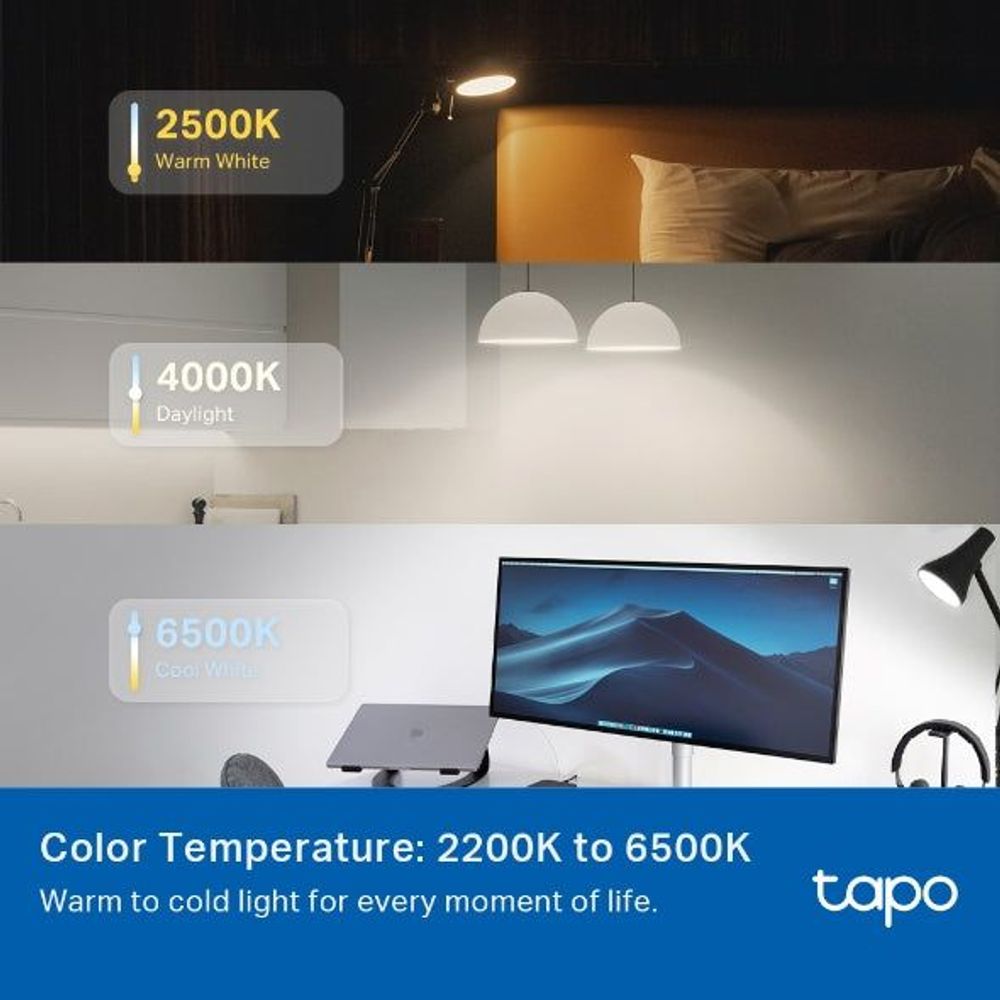 Smart Wi‑Fi multicolour light bulb with warm-to-cool white color temperature range
